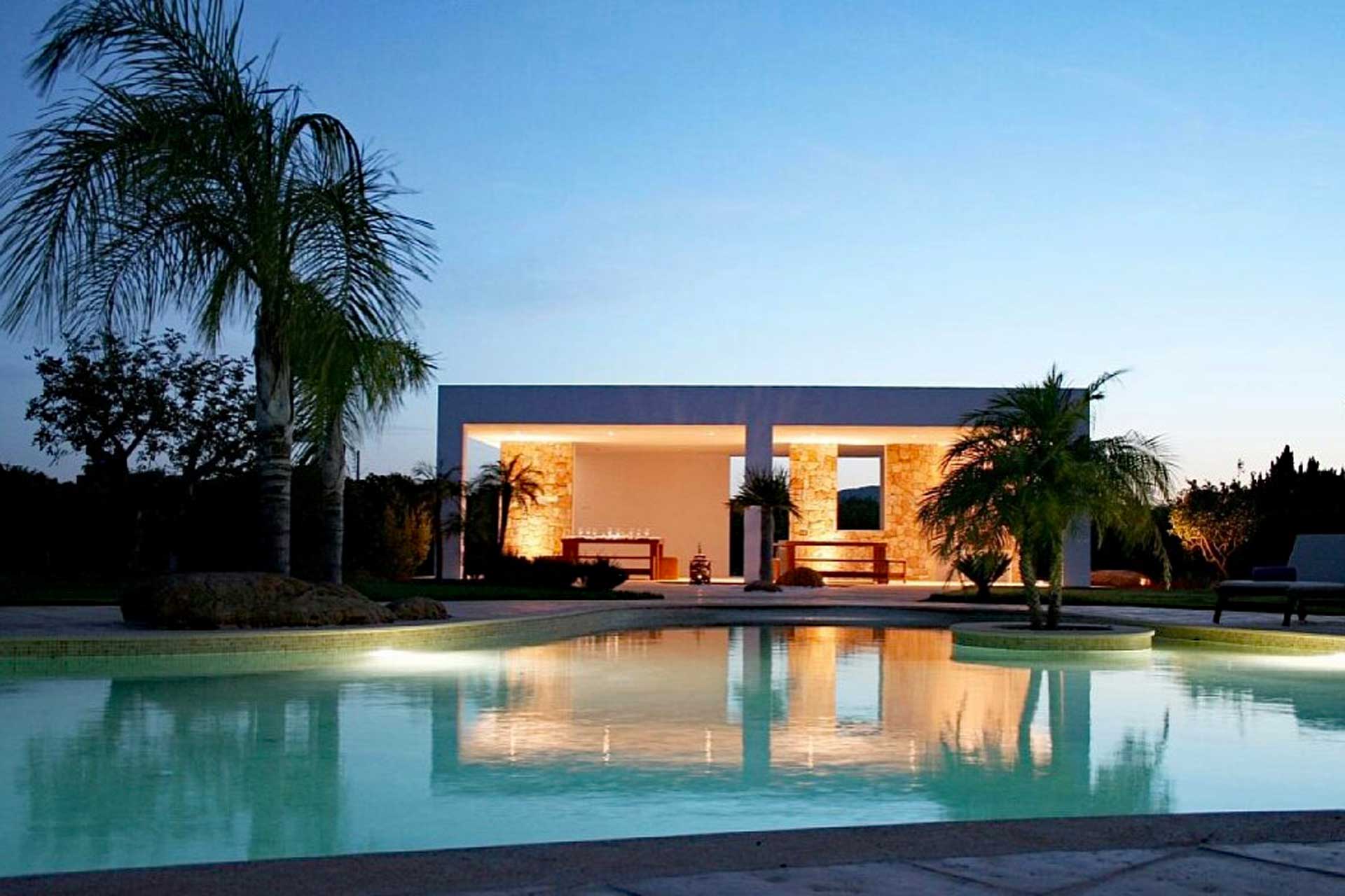 Finca Can Cos Ibiza - Pool house bei Nacht